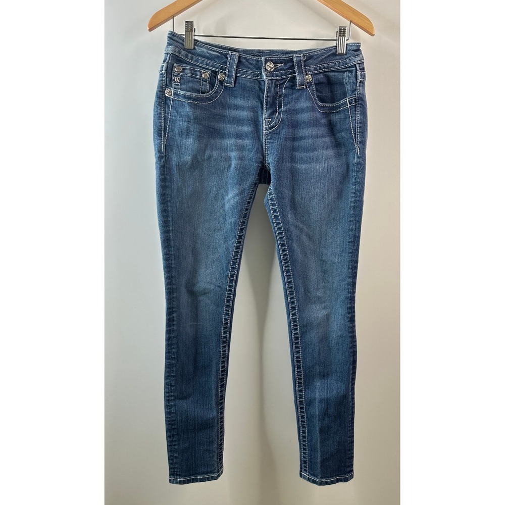 Miss Me Mid Rise Skinny Jeans Size 28 Zebra Sequin Studded Flap Pocket Denim - Picture 16 of 16